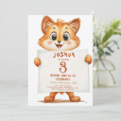 Schattigee Baby Fox en Sign Kids verjaardagsfeestj Kaart (Staand voorkant)