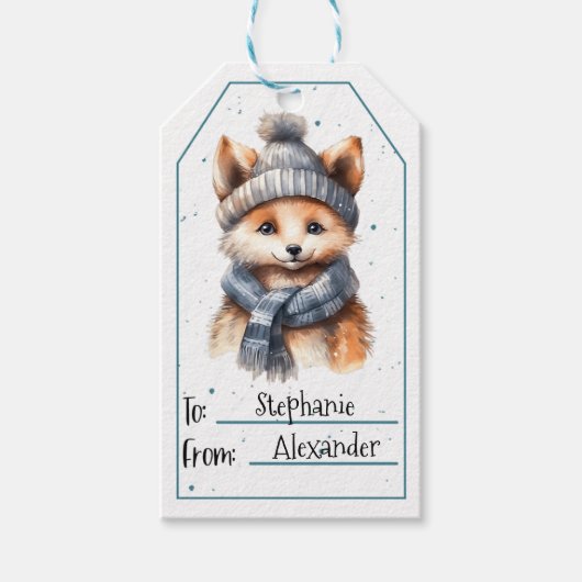 Schattigee Baby Fox Gift Labels Cadeaulabel (Voorkant)