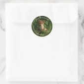 Schattigee Baby Fox in een Green Forest Adres Ronde Sticker (Tas)