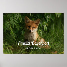 Schattigee Baby Fox in een Green Forest Business Poster