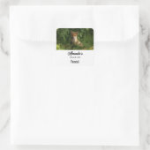 Schattigee Baby Fox in een Green Forest Candle Bus Vierkante Sticker (Tas)