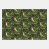 Schattigee Baby Fox in een Green Forest Pattern Inpakpapier Vel (Voorkant 3)