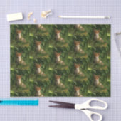 Schattigee Baby Fox in een Green Forest Pattern Tissuepapier (Craft)