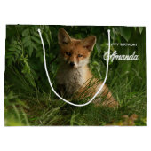 Schattigee Baby Fox in een Green Forest Verjaardag Groot Cadeauzakje (Achterkant)