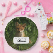 Schattigee Baby Fox in een Green Forest Verjaardag Papieren Bordje (Feest)