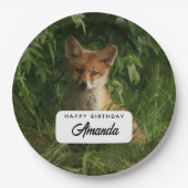 Schattigee Baby Fox in een Green Forest Verjaardag Papieren Bordje (Voorkant)