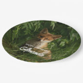 Schattigee Baby Fox in een Green Forest Verjaardag Papieren Bordje (Gekanteld)