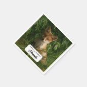 Schattigee Baby Fox in een Green Forest Verjaardag Servet (Hoek)