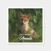 Schattigee Baby Fox in een Green Forest Verjaardag Servet (Voorkant)