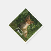 Schattigee Baby Fox in een Green Forest Verjaardag Servet (Hoek)