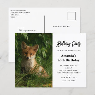 Schattigee Baby Fox in een Green Forest Verjaardag Uitnodiging Briefkaart