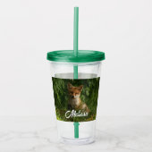 Schattigee Baby Fox in een groen bos Acryl Drinkbeker (Voorkant)