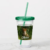 Schattigee Baby Fox in een groen bos Acryl Drinkbeker (Achterkant)