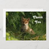 Schattigee Baby Fox in een groen bos Bedankkaart (Voorkant / Achterkant)