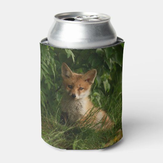 Schattigee Baby Fox in een groen bos Blikjeskoeler (Blikje Voorkant)