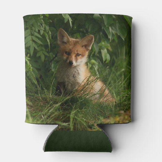 Schattigee Baby Fox in een groen bos Blikjeskoeler (Achterkant)