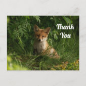 Schattigee Baby Fox in een groen bos Dank u Briefkaart (Voorkant)