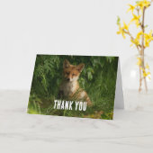 Schattigee Baby Fox in een groen bos Dank u Kaart (Gele Bloem)