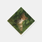 Schattigee Baby Fox in een groen bos Foto Servet (Hoek)