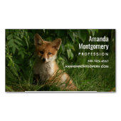 Schattigee Baby Fox in een groen bos Magnetisch Visitekaartje (Voorkant)