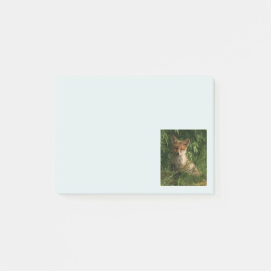 Schattigee Baby Fox in een groen bos Post-it® Notes (Voorkant)