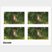 Schattigee Baby Fox in een groen bos Rechthoekige Sticker (Vel)