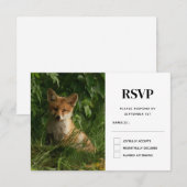 Schattigee Baby Fox in een groen bos RSVP Kaartje (Voorkant / Achterkant)