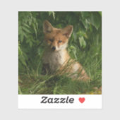 Schattigee Baby Fox in een groen bos Sticker (Vel)
