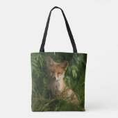Schattigee Baby Fox in een groen bos Tote Bag (Achterkant)