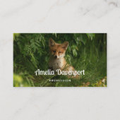 Schattigee Baby Fox in een groen bos Visitekaartje (Voorkant)