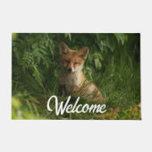 Schattigee Baby Fox in een groen bos Welkom Deurmat (Voorkant)