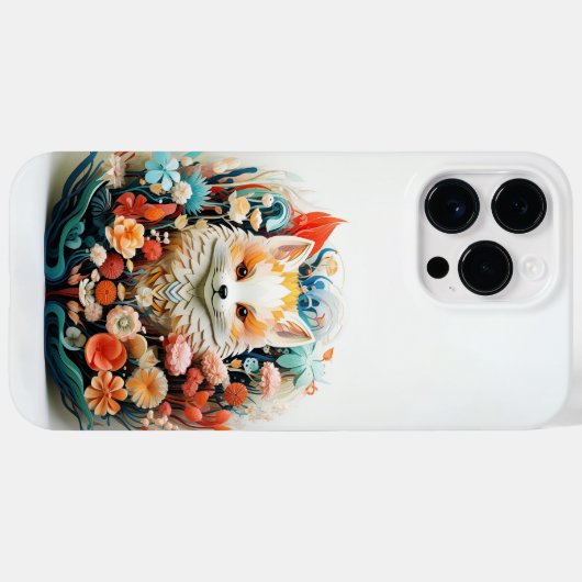 Schattigee Baby Fox met bloemetjes Papier Knipsel Case-Mate iPhone Case (Achterkant (horizontaal))