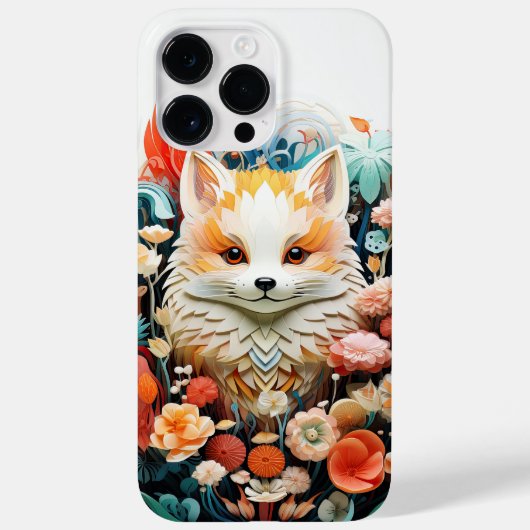 Schattigee Baby Fox met bloemetjes Papier Knipsel Case-Mate iPhone Case (Achterkant)