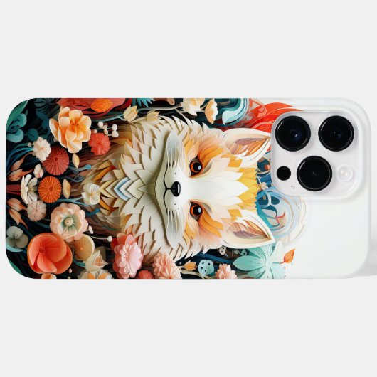 Schattigee Baby Fox met bloemetjes Papier Knipsel Case-Mate iPhone Case (Achterkant (horizontaal))