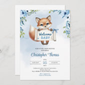 Schattigee baby fox met papieren banner zegt Welko Kaart (Voorkant / Achterkant)
