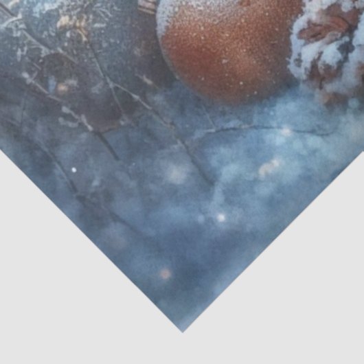 Schattigee Baby Fox Rustieke Winter Kerstdecoupage Tissuepapier (Detail)