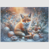 Schattigee Baby Fox Rustieke Winter Kerstdecoupage Tissuepapier (Voorkant)