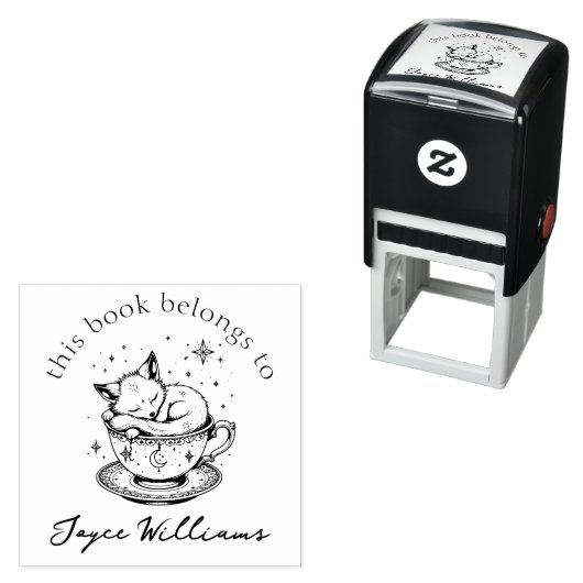 Schattigee Baby Fox slapen in magische sterrenheme Zelfinktende Stempel (In situ)