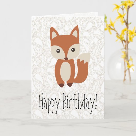 Schattigee Baby Fox Verjaardag Wenskaart Kaart (Gele Bloem)