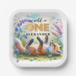 Schattigee Baby Fox Wild One Birthday Papieren Bordje