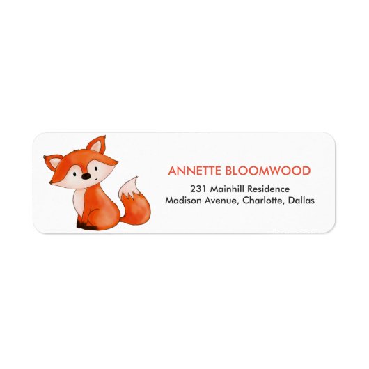 Schattigee Baby Fox | Woodland Baby shower Etiket (Voorkant)