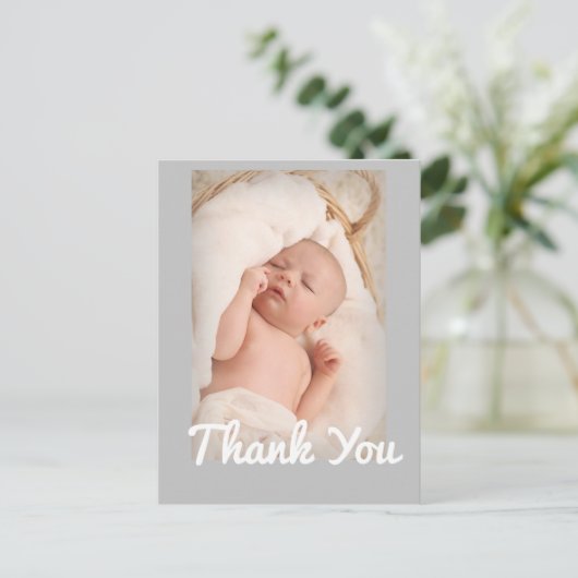 Schattigee Baby Geboorteaankondiging Dank u Briefk Briefkaart (Staand voorkant)