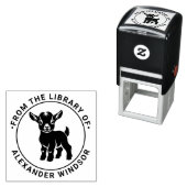 Schattigee Baby Geit Standing #1 Ronde Bibliotheek Zelfinktende Stempel (In situ)