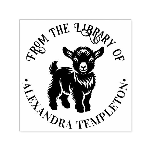 Schattigee Baby Geit Standing #2 Ronde Bibliotheek Zelfinktende Stempel (Design)