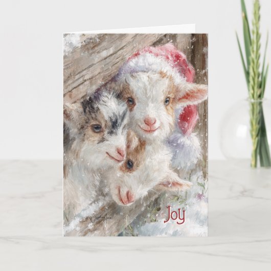 Schattigee Baby Geiten - Sneeuwbaby's 11 Kerst Feestdagen Kaart (Voorkant)