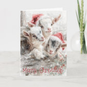 Schattigee Baby Geiten - Sneeuwbaby's 5 Kerst Feestdagen Kaart (Voorkant)