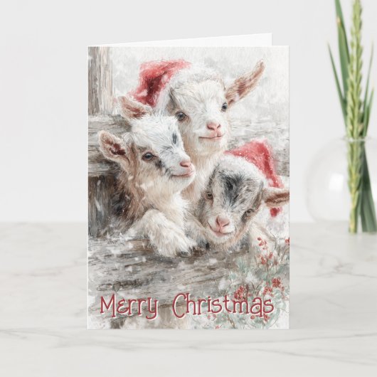 Schattigee Baby Geiten - Sneeuwbaby's 5 Kerst Feestdagen Kaart (Voorkant)
