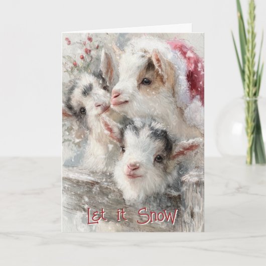 Schattigee Baby Geiten - Sneeuwbaby's 6 Kerstmis Feestdagen Kaart (Voorkant)