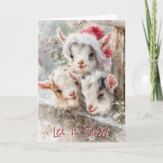 Schattigee Baby Geiten - Sneeuwbaby's 7 Kerstmis Feestdagen Kaart (Voorkant)