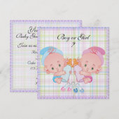 Schattigee Baby Gender Reveal Party Invitation Kaart (Voorkant / Achterkant)